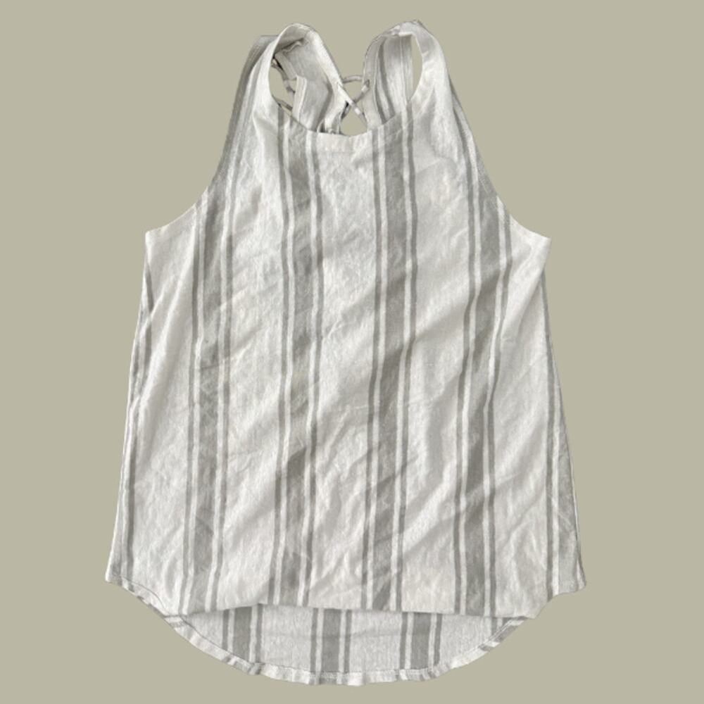 Chaser NWT Linen Blend Striped Lace-Up Back Tank Top Size Medium